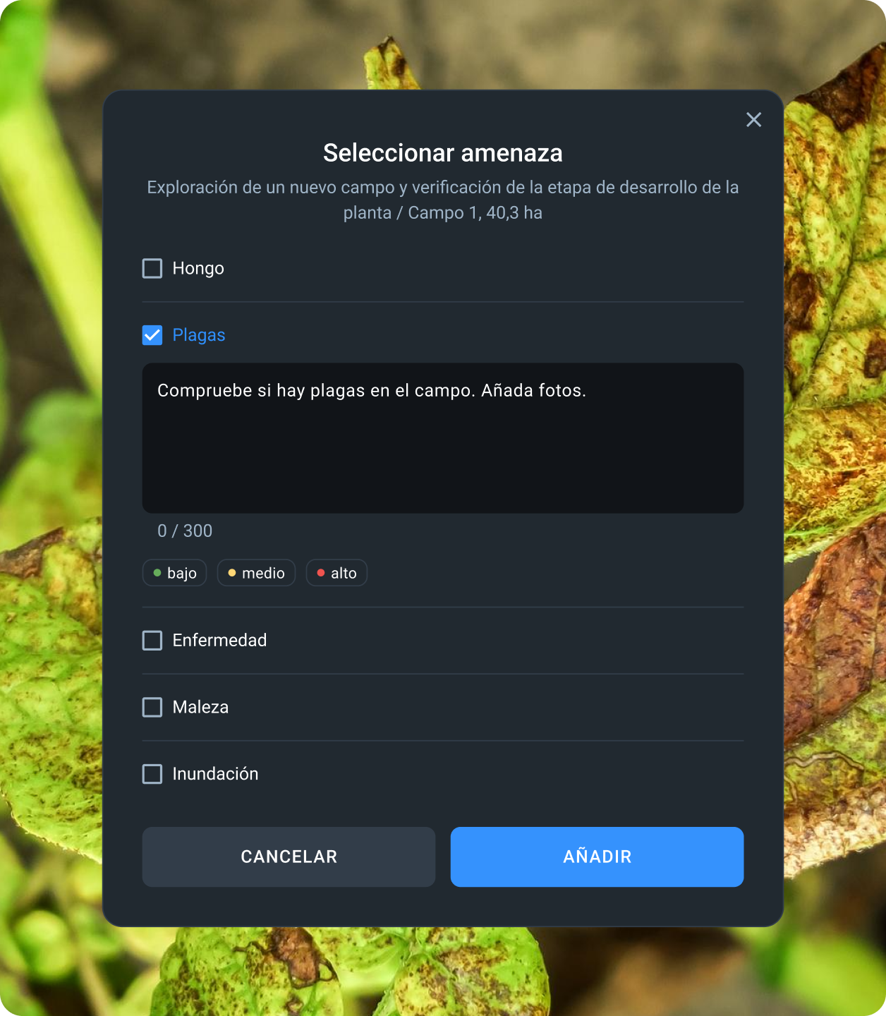 detección de plagas y otras amenazas