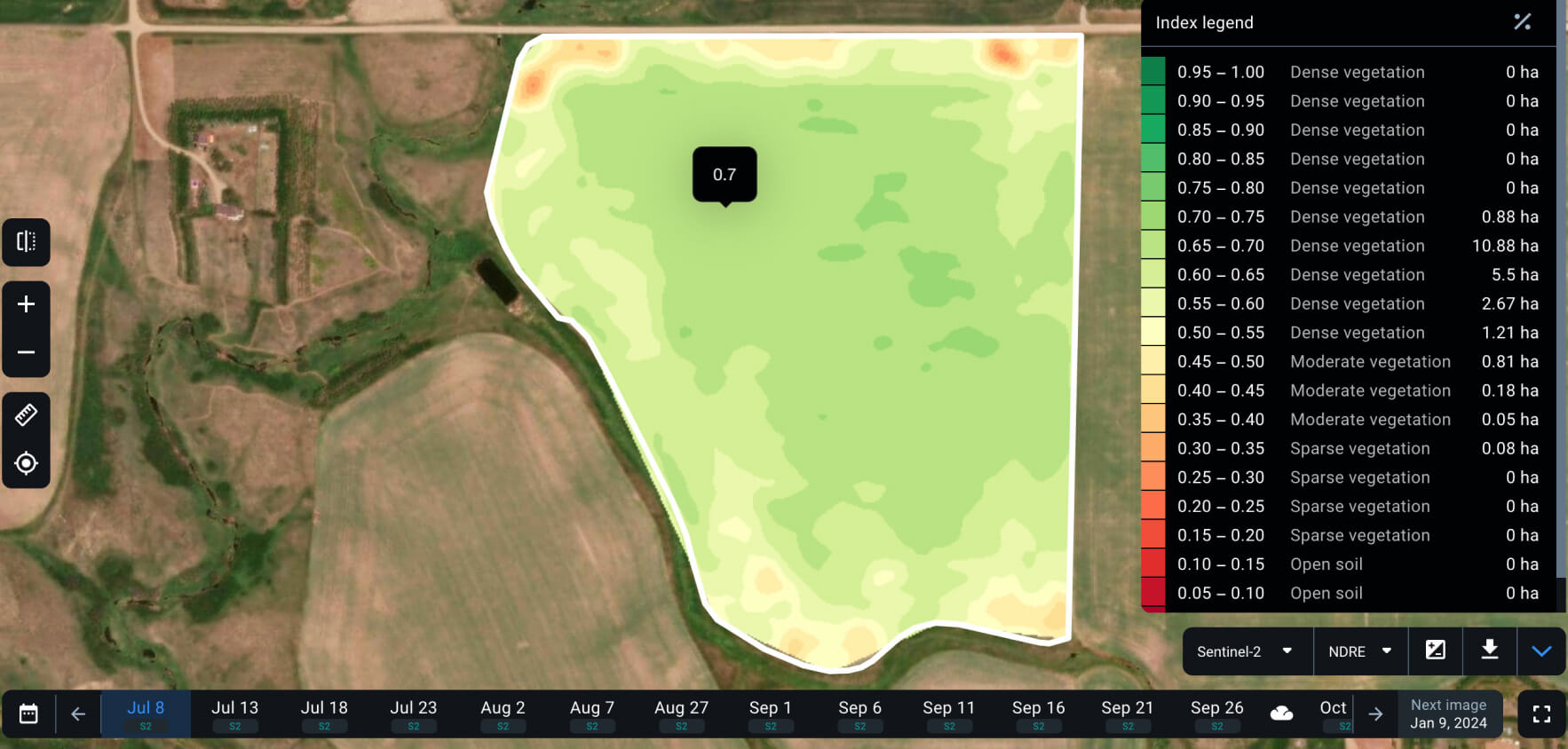 NDRE map in EOSDA Crop Monitoring