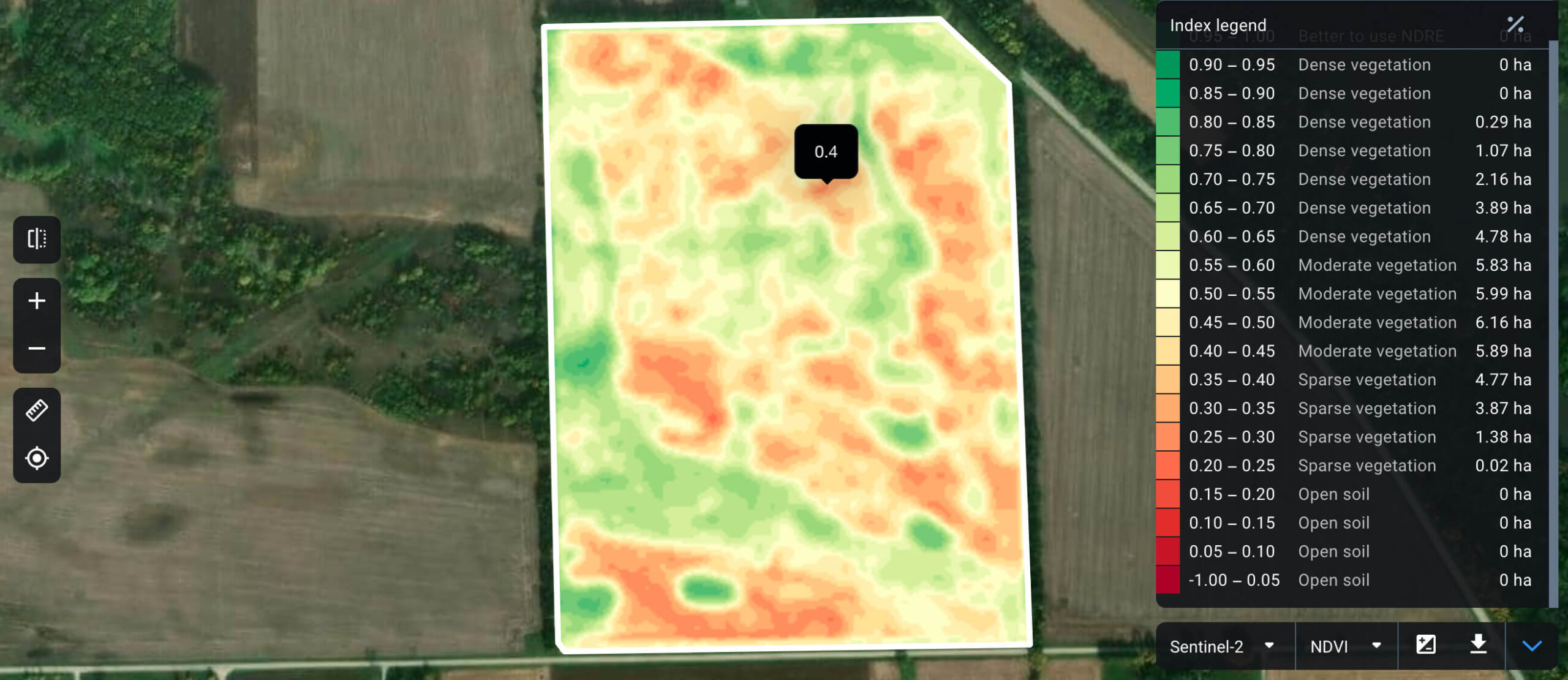 NDVI index map