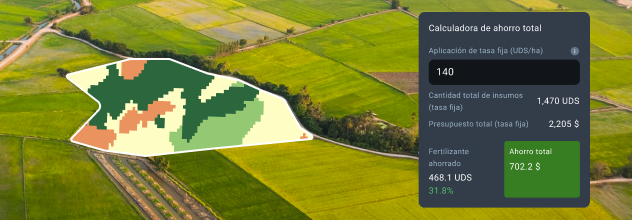 cálculo del coste de los insumos basado en el mapa VRA generado