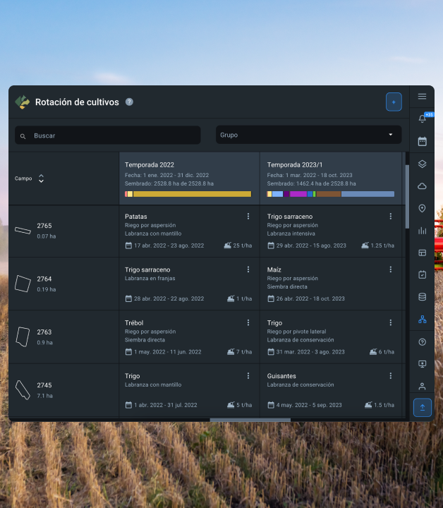 historial de rotación de cultivos en EOSDA Crop Monitoring
