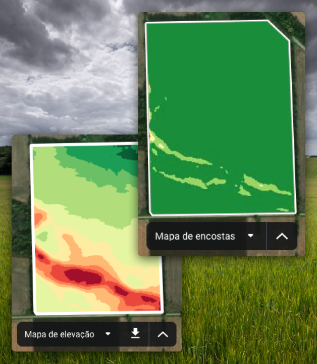 mapas de campo de inclinação e elevação