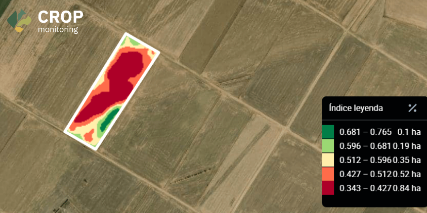 the NDVI map of the same property