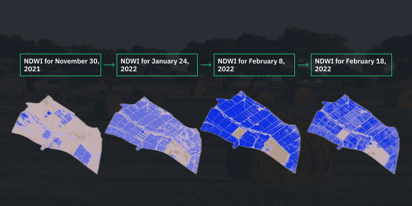 les cartes d’indice NDWI aident à suivre l'efficacité de l'irrigation des champs