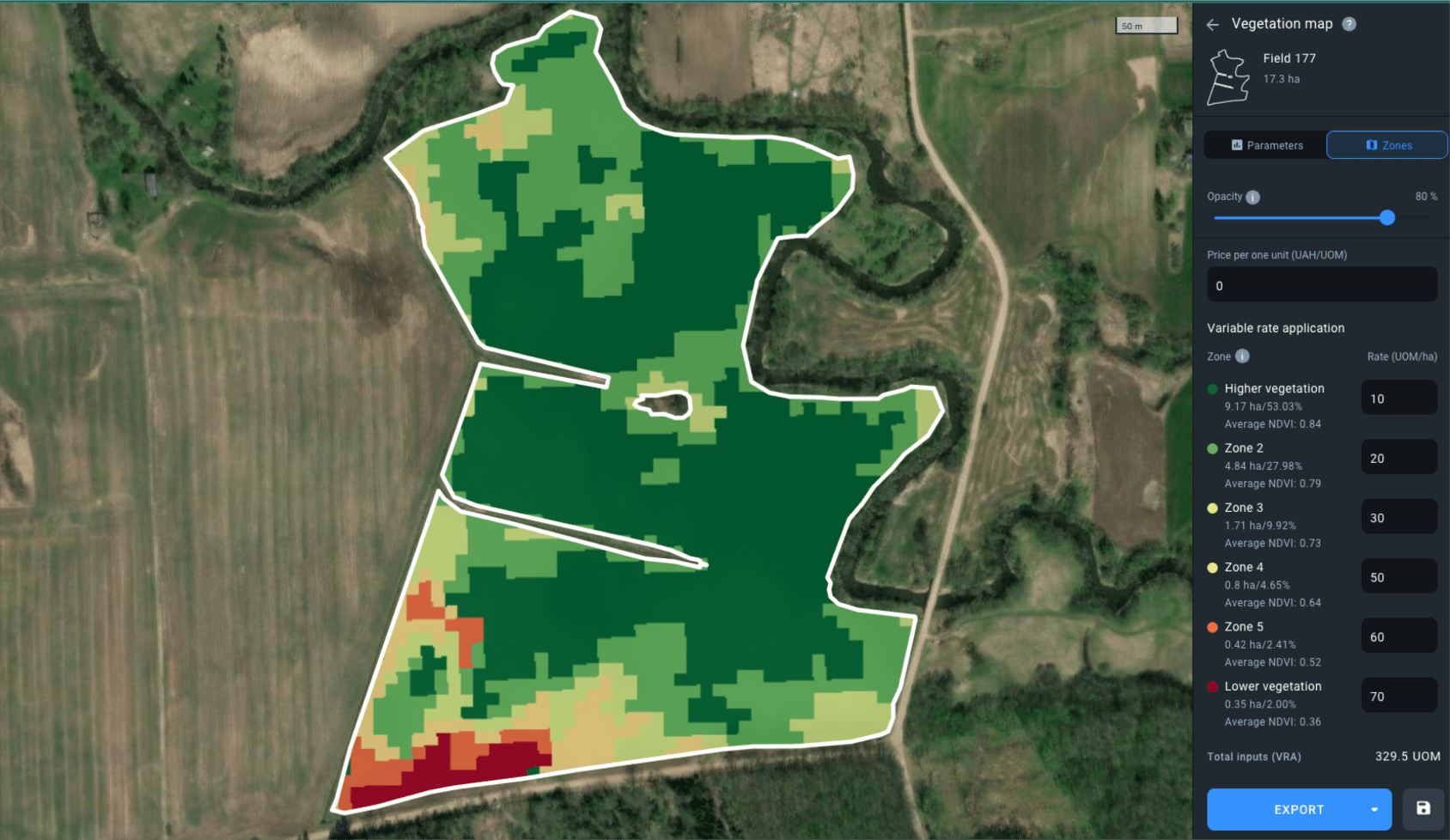 mapa VRA para la fertilización nitrogenada
