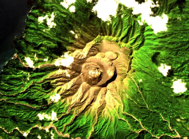 satellite image of St Vincent Volcano