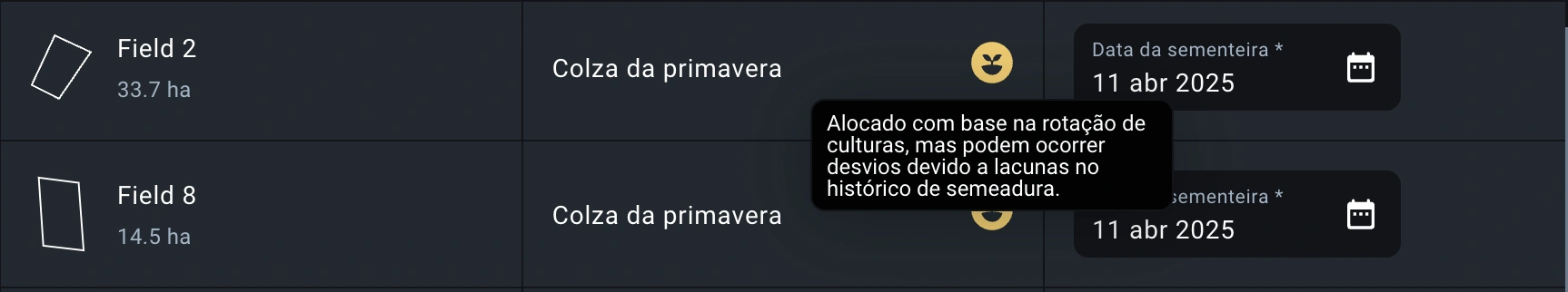 como o indicador amarelo é exibido