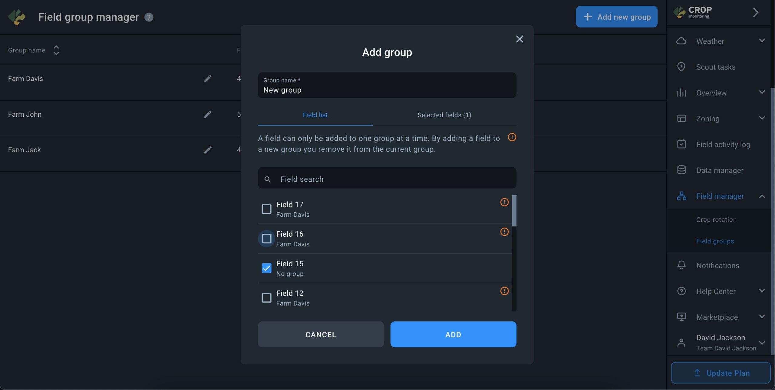 how to add a field to a new group