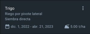 ver los parámetros establecidos para la siembra