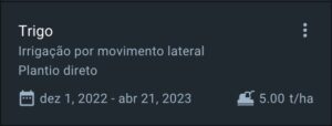 visualizar os parâmetros definidos para a semeadura
