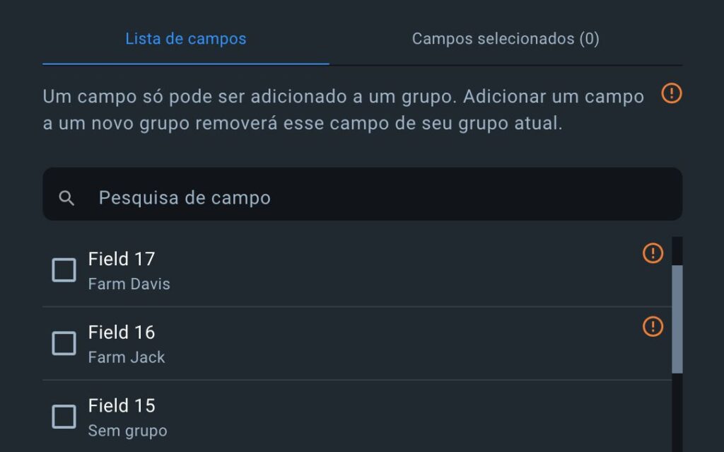 como mover um campo de um grupo para outro