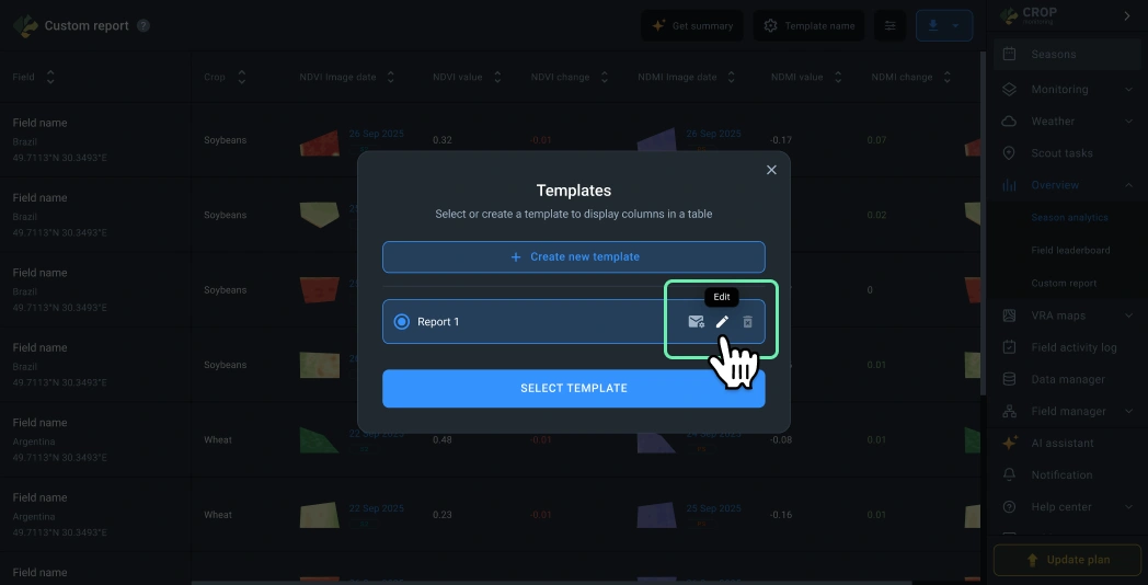 editing an existing template
