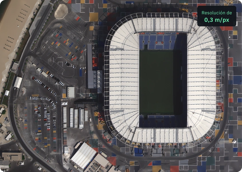 imagen satelital de Beijing-3N de un estadio