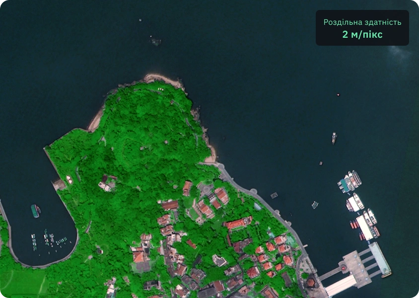 супутникове зображення високої якості Gaofen 1 берегової лінії