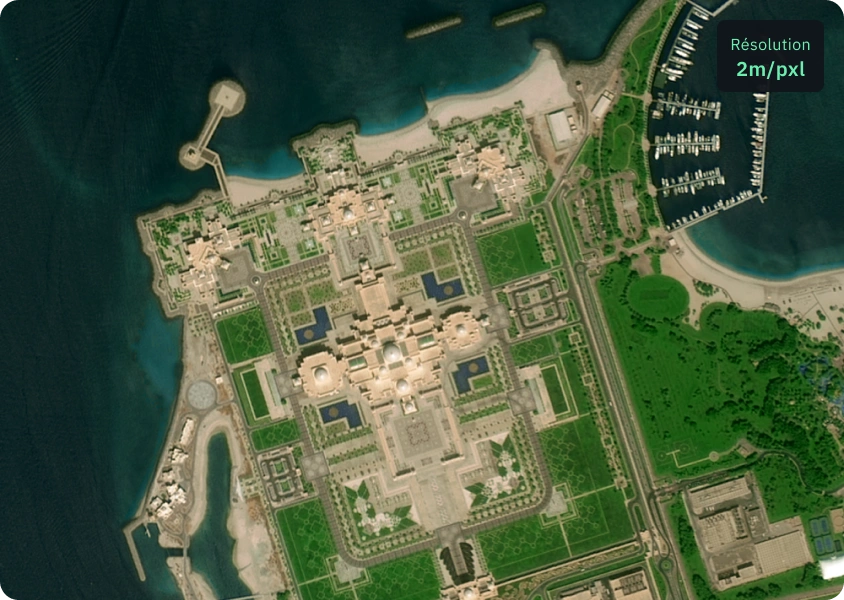 Vue satellite haute résolution de Gaofen 6 d'un complexe privé