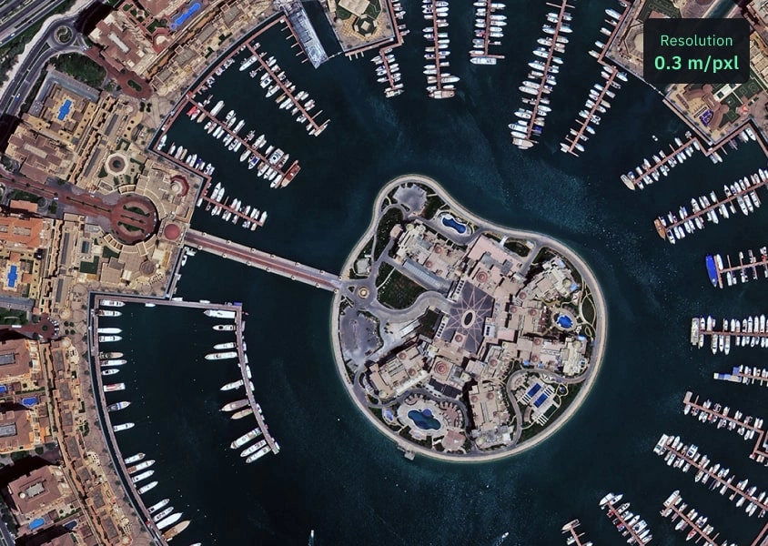 SuperView NEO-1 high resolution imagery of boats at the piers