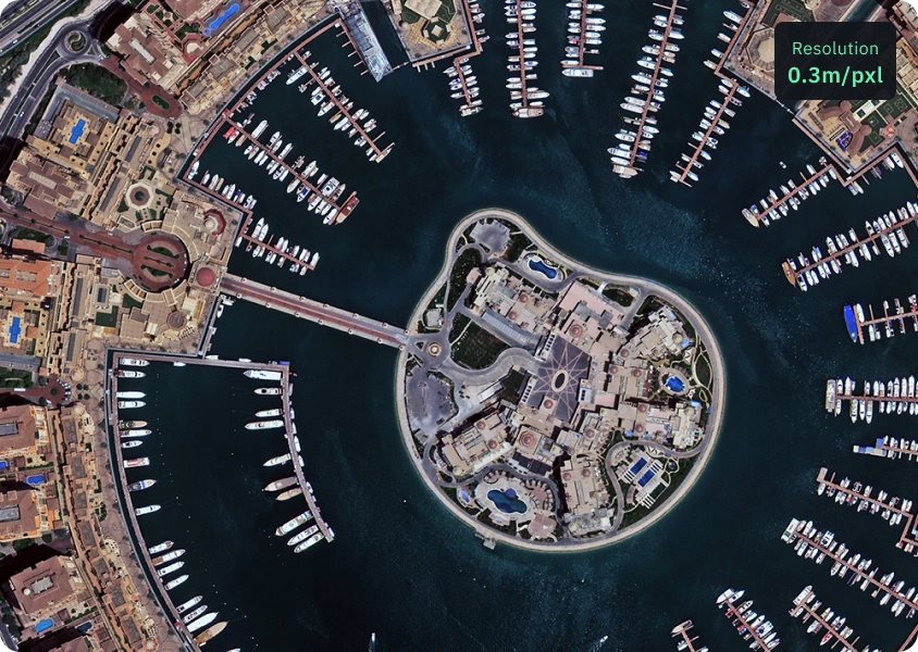 SuperView NEO-1 hochauflösende Satellitenbilder von Booten an den Piers