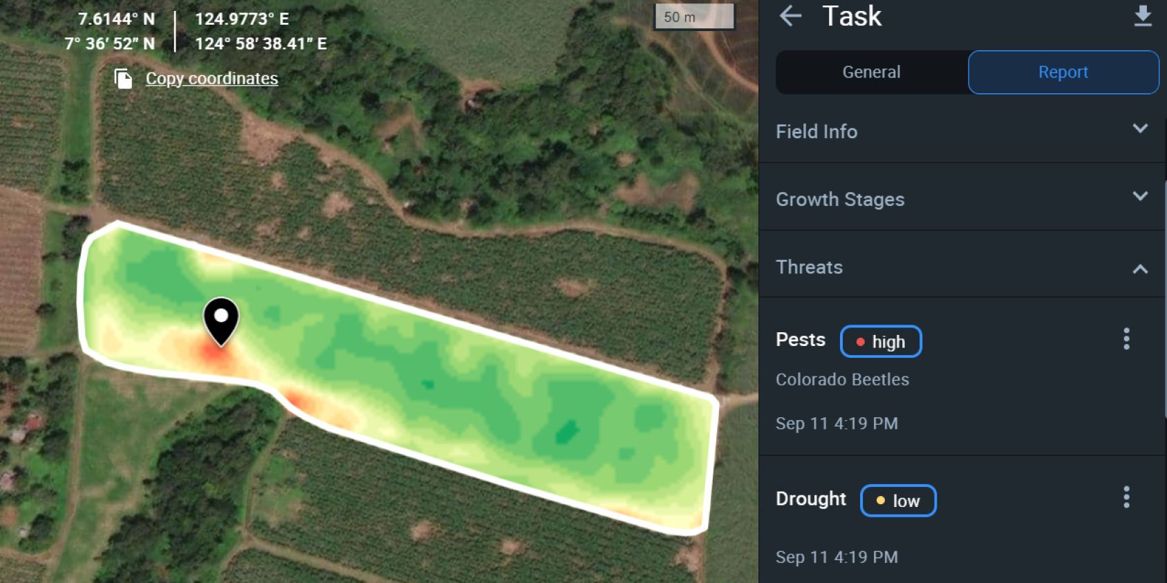 Scouting task in EOSDA Crop Monitoring