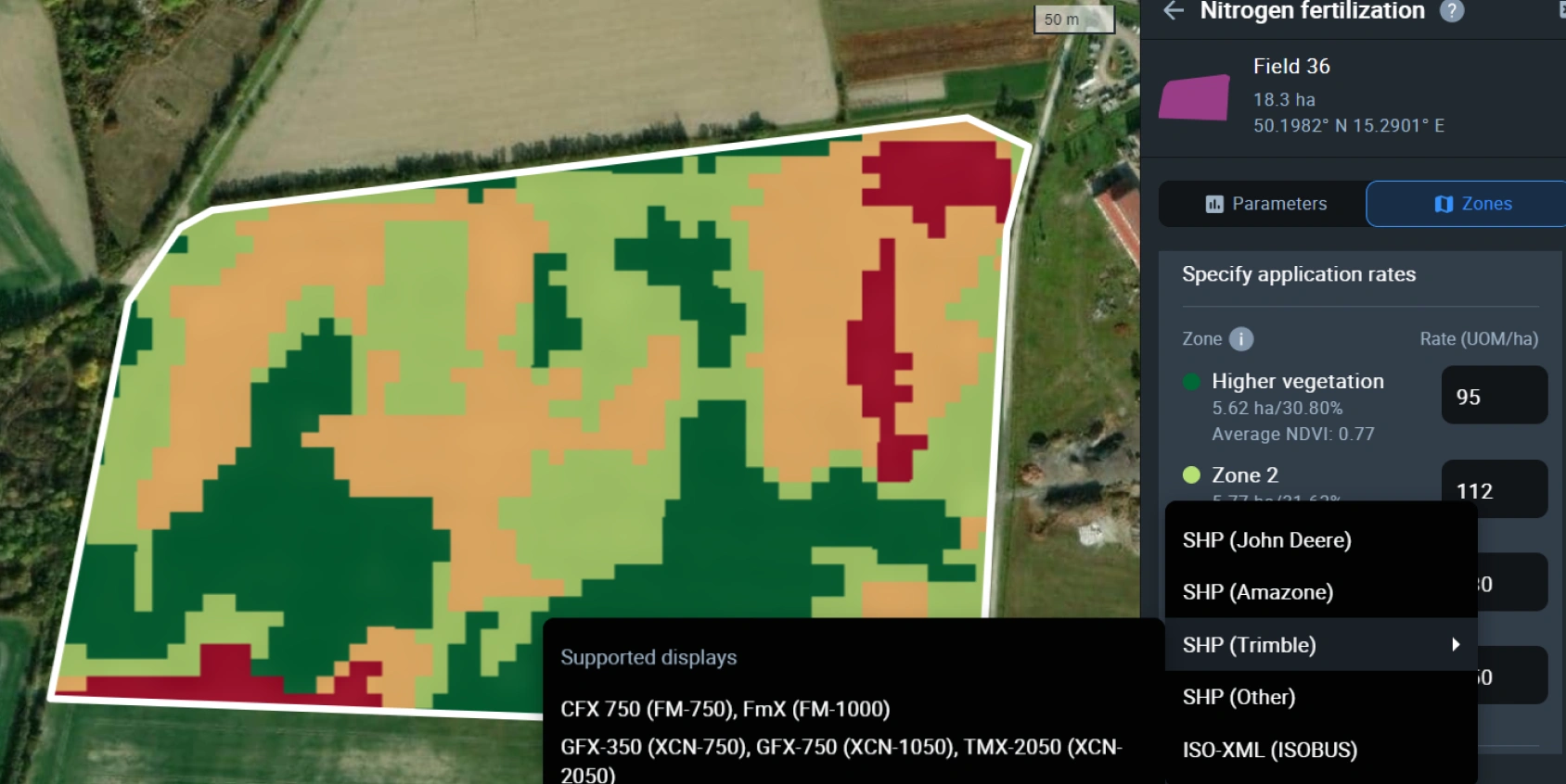 Nitrogen fertilization map in EOSDA Crop Monitoring