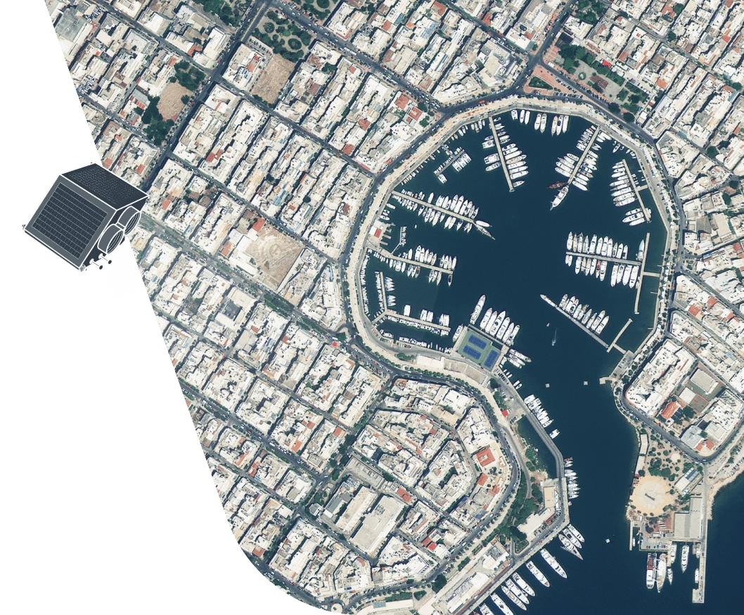 hi-res satellite imagery of urban bay