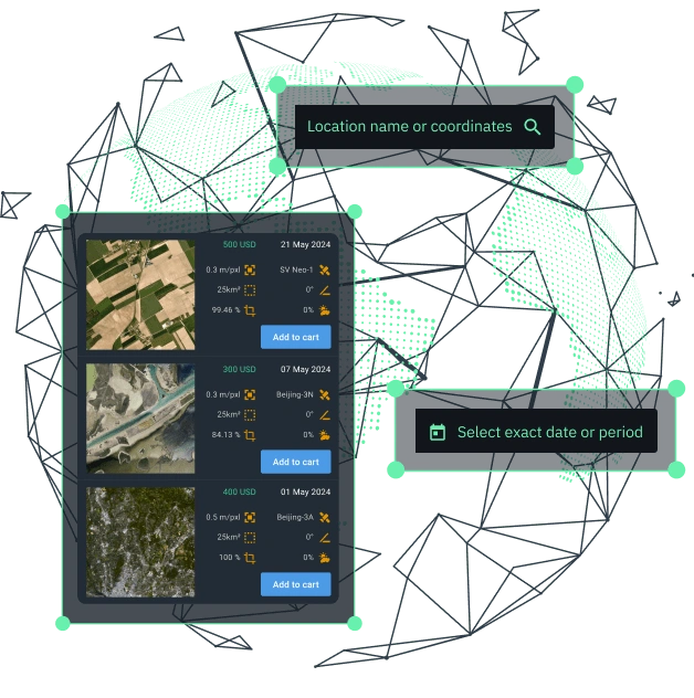 verfügbare hochauflösende Bildoptionen in EOSDA Landviewer