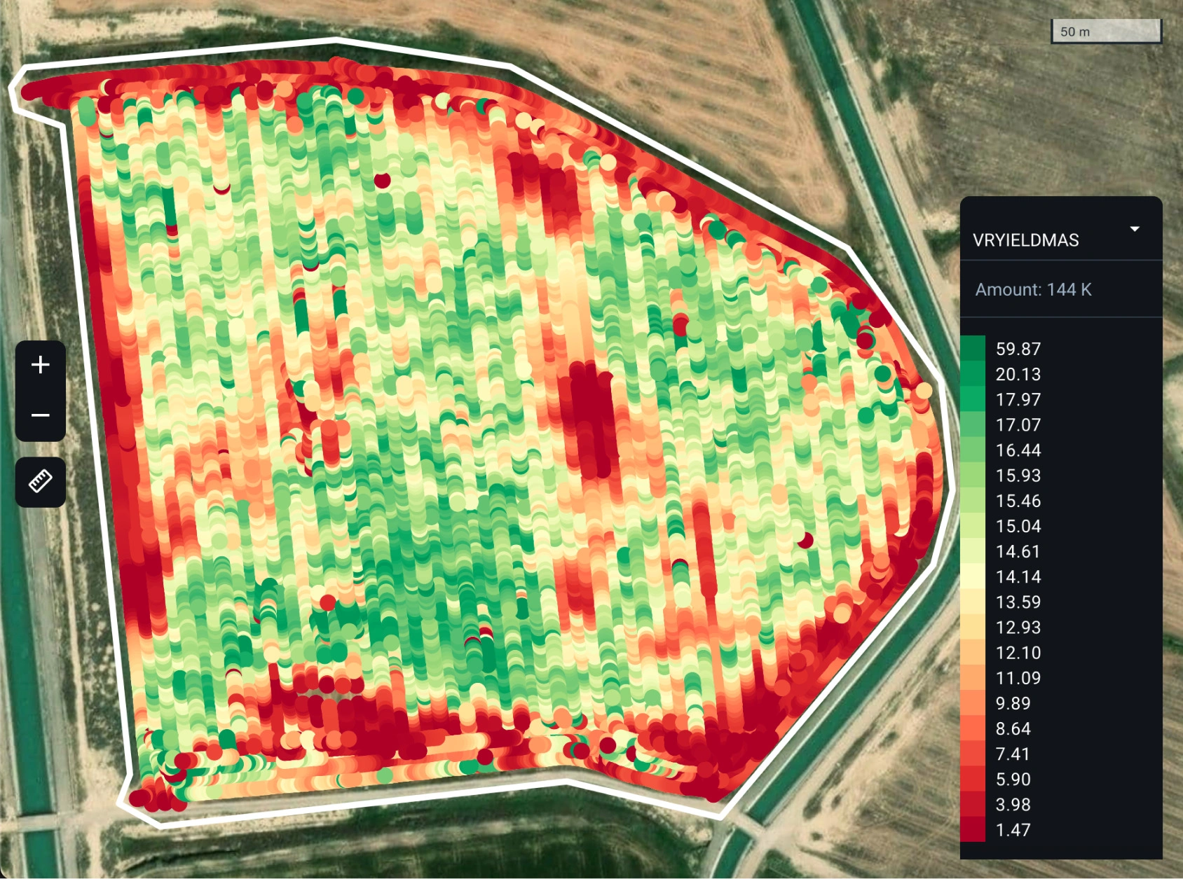 поле із зонами змінної врожайності