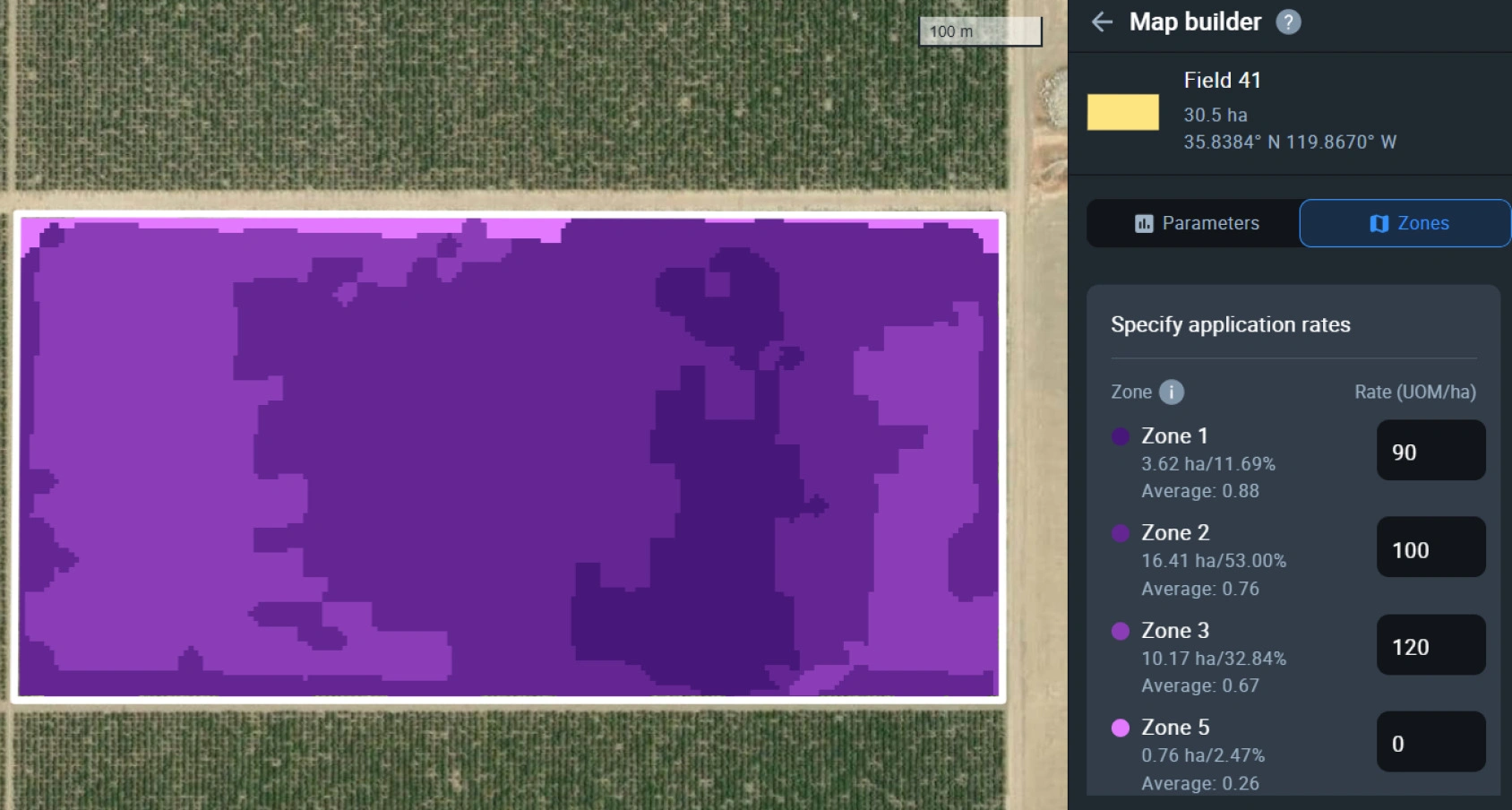 Базирана на NDMI VRA карта в EOSDA Crop Monitoring