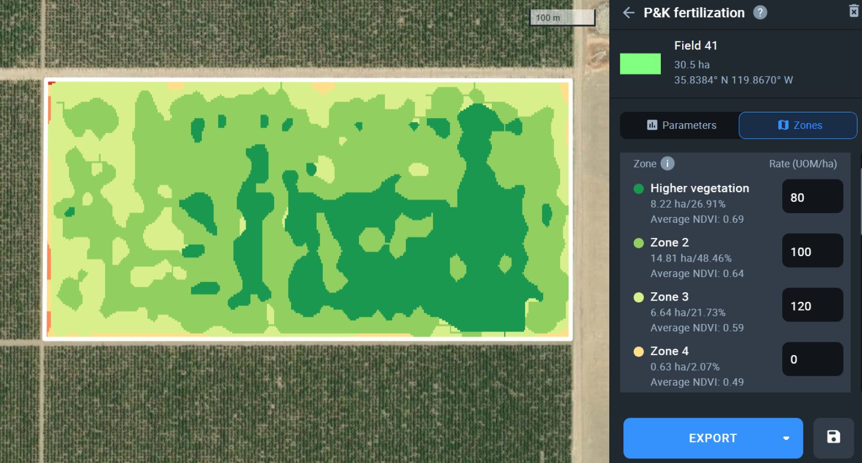 mapa VRA P&K para facilitar el manejo del cultivo de limón