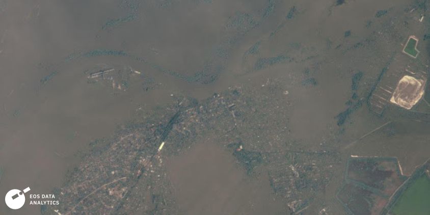 затоплена територія, природний вигляд, знімок Geosat від 7 червня 2023 року, роздільна здатність 0,75 метра
