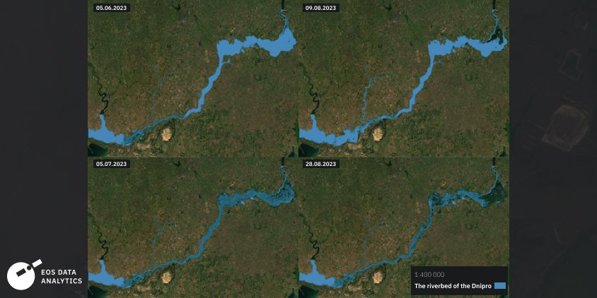 затоплена територія з водною маскою з 5 червня по 28 серпня 2023 року