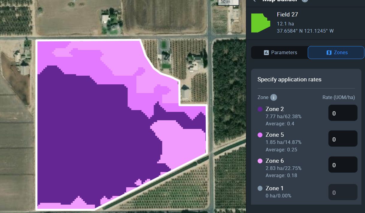 VRA map based on the NDMI