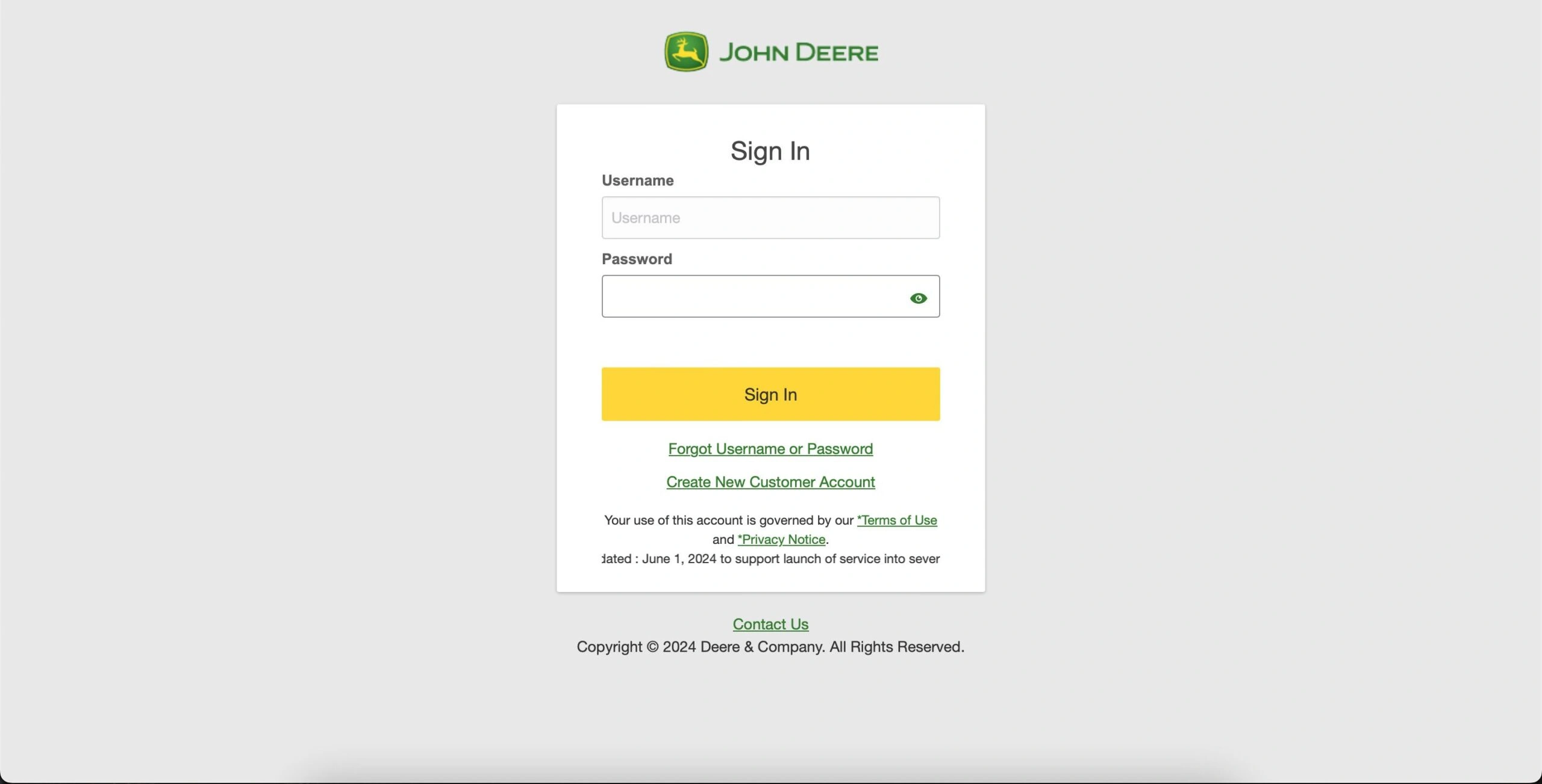 как авторизоваться в аккаунте John Deere