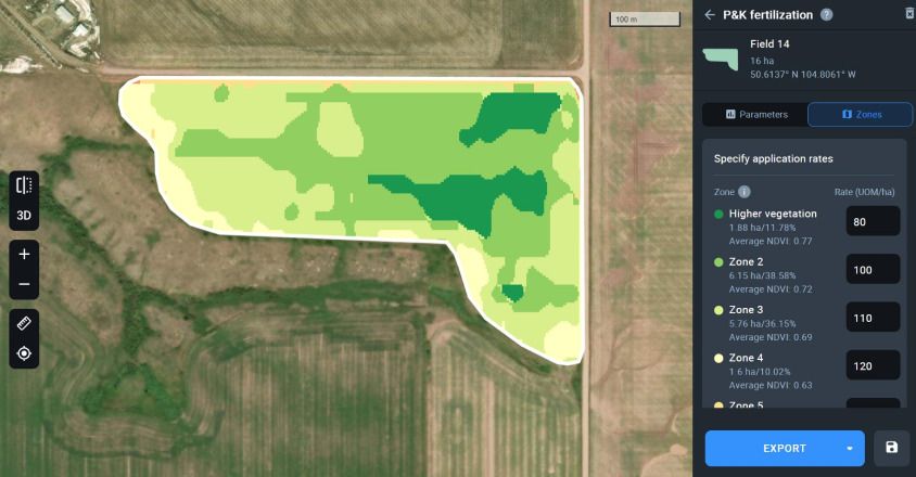 VRA map for P&K fertilization