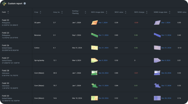 customized reports in the EOSDA crop monitoring system