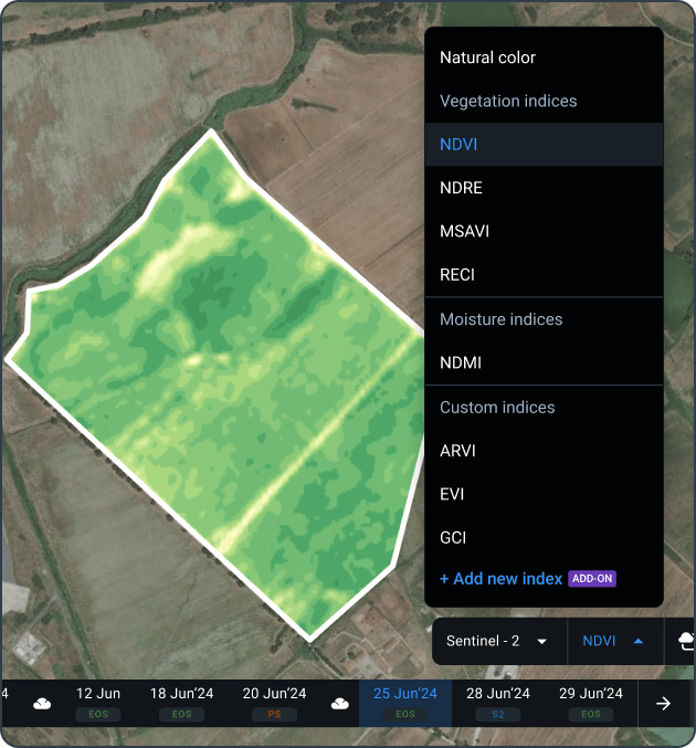 vegetation monitoring using agriculture platform