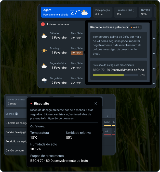 riscos detectados via monitoramento de safras via satélite