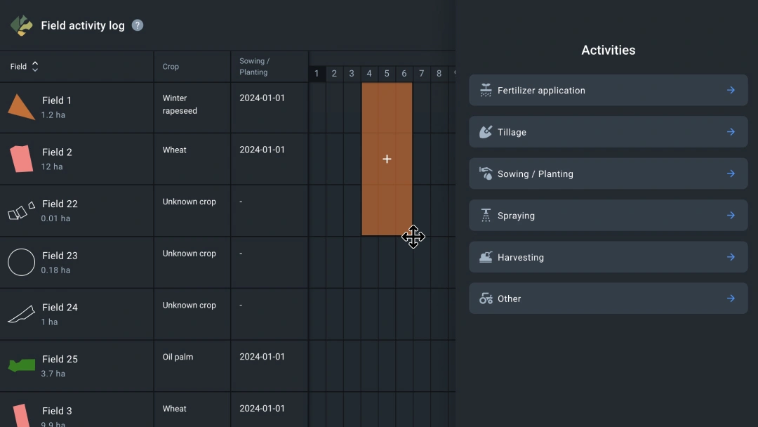 New tools for adding activities