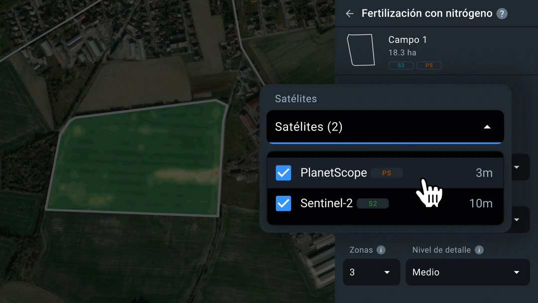 Nueva función satelital en los mapas VRA de nitrógeno