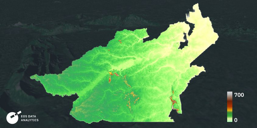 the digital elevation map of the AOI for 2023