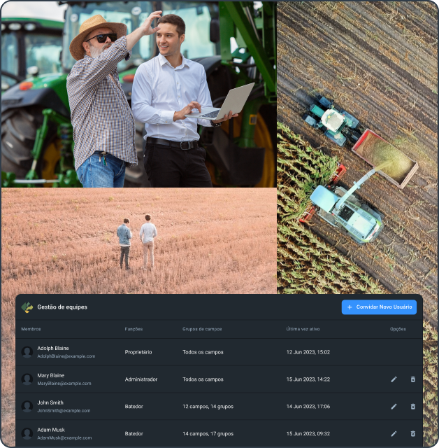 gerenciamento de equipe na plataforma inteligente de agricultura e monitoramento da EOSDA