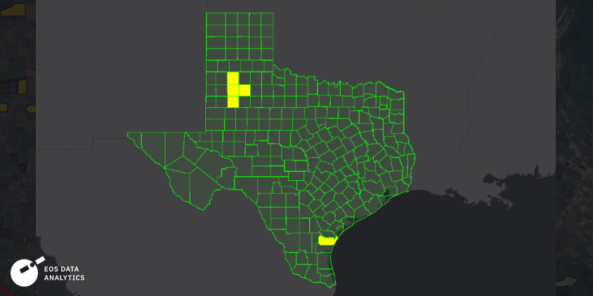 counties selected for the project (highlighted in yellow)