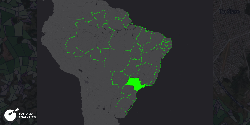 São Paulo state, Brazil (represented as an outline with a red fill on the image)