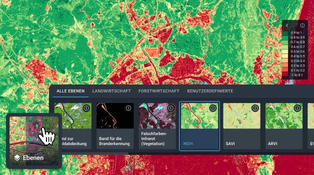Analysieren Sie Satellitendaten mit verschiedenen Bandkombinationen.