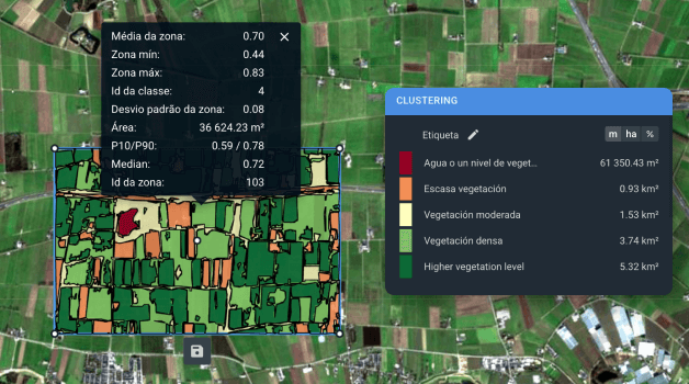 clusterização de imagem de satélite Landsat 8 no EOSDA LandViewer