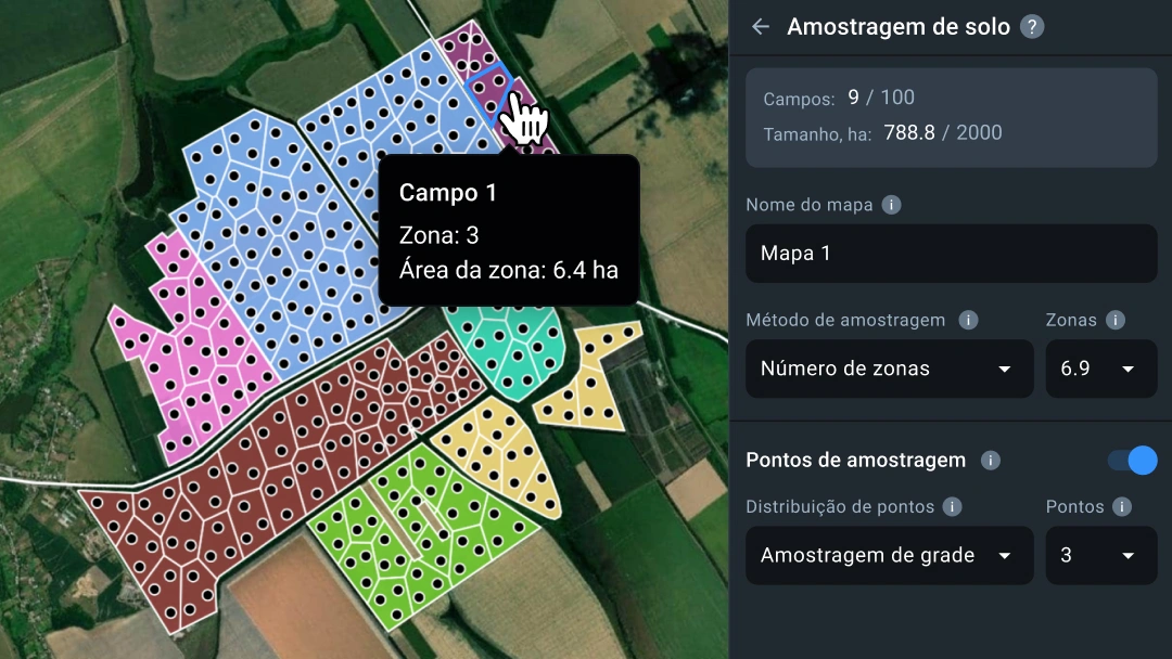 Novas soluções em Mapas de Amostragem de Solo: Analise os parâmetros do solo de seus campos com maior eficiência.
