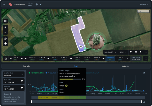 satellite monitoring in precision agro software
