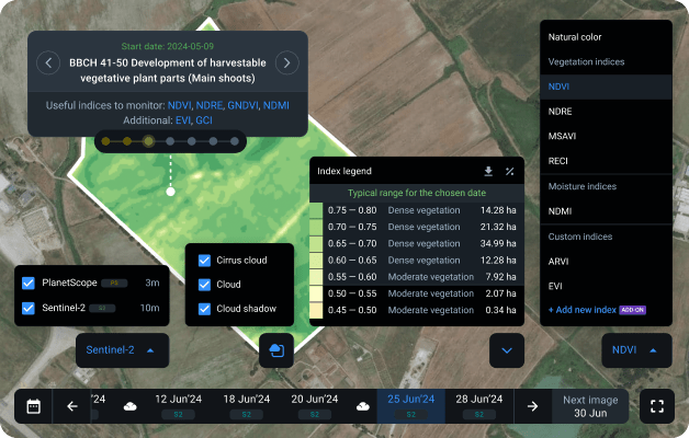remote plant health monitoring in EOSDA's software
