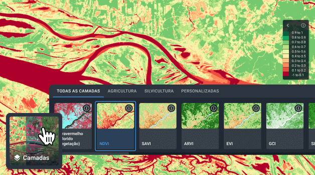 visualizador e análise de imagens do satélite Landsat 8 com diferentes combinações de bandas