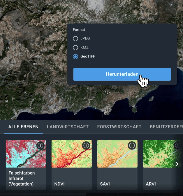 Laden Sie Landsat-Daten nach Bedarf herunter.