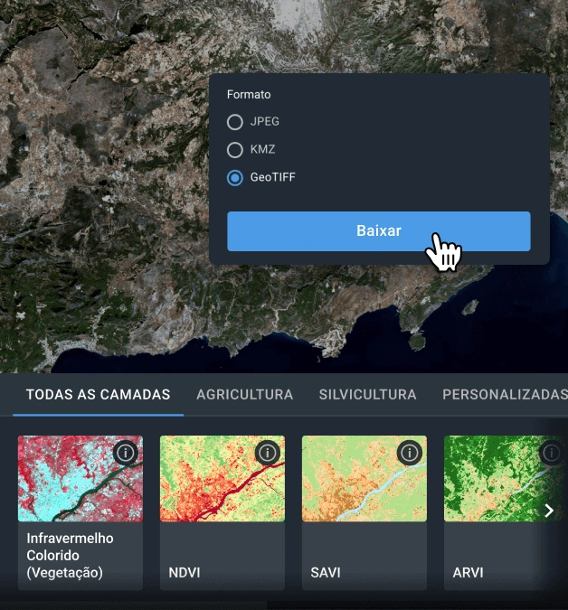 baixar dados e imagens de satelite landsat 8 conforme necessário